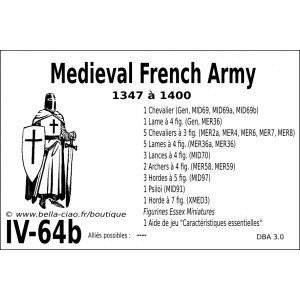 DBA3.0 - 4/64b MEDIEVAL FRENCH ARMY 1347 à 1400