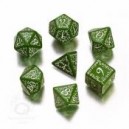 Set de 7 DES - Vert/Blanc - Elfique/Elvish