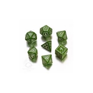 Set de 7 DES - Vert/Blanc - Elfique/Elvish