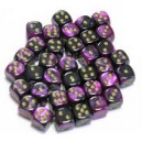 Set de 36 DES 6 - GEMINI - Noir-Violet/Or