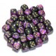Set de 36 DES 6 - GEMINI - Noir-Violet/Or