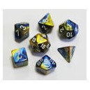SET DE 7 DES - GEMINI - Bleu-Or/Blanc