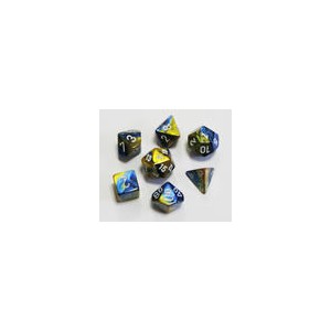 SET DE 7 DES - GEMINI - Bleu-Or/Blanc