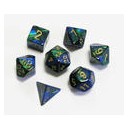 SET DE 7 DES - GEMINI - Bleu-Vert/Or