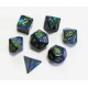 SET DE 7 DES - GEMINI - Bleu-Vert/Or
